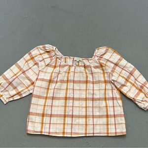 Women’s LOFT Outlet Petite Plaid Puff Sleeve Blouse Size SP